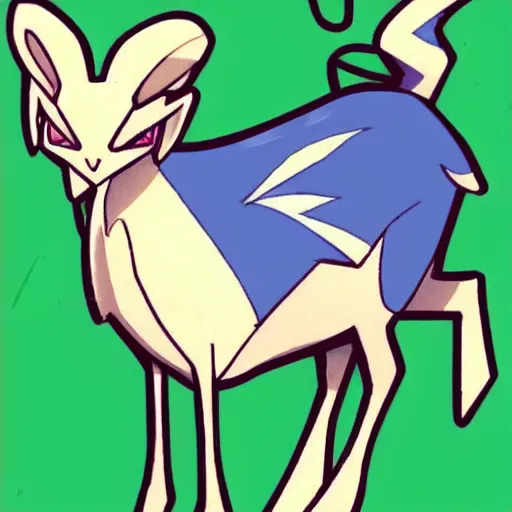 Image similar to a design for a gazelle pokemon illustrated by ken sugimori