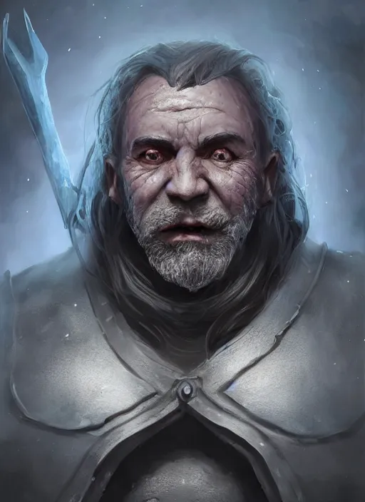 Image similar to A fantasy comic book style portrait painting of a eerie gray dwarf in a cavern setting, unreal 5, DAZ, hyperrealistic, octane render, RPG portrait, ambient light, dynamic lighting