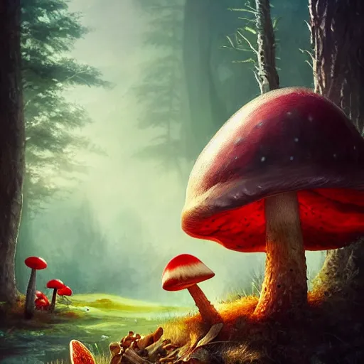 Prompt: Viking eating fly agaric, 4k, artstation, cgsociety, award-winning, masterpiece, stunning, beautiful, glorious, powerful, fantasy art