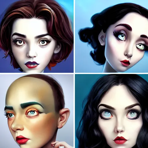 Image similar to Lofi actress headshot, Pixar style by Tristan Eaton and Stanley Artgerm and Tom Bagshaw and Tim Burton