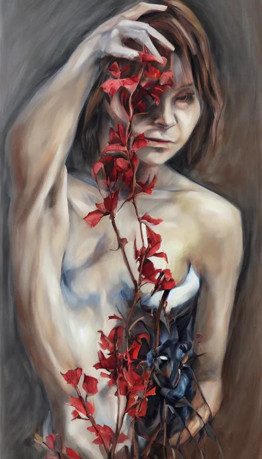 Image similar to life and death mixing together, by emilia wilk