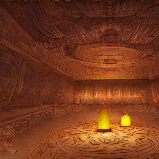 Image similar to concept art, lotus lanterns, high resolution, cave temples of dunhuang - style