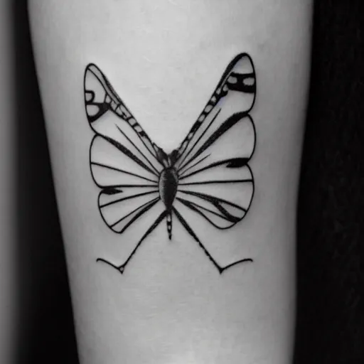 Prompt: lorenz attractor solution as a minimalistic butterfly tattoo