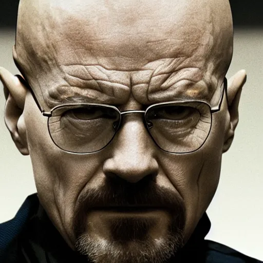 Image similar to close up still of walter white as neo in the matrix film, highly detailed face, highly detailed skin