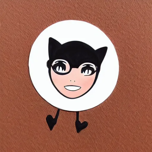 Prompt: girl with black cat, sticker, emoji, white background, by rossdraws, ghibli