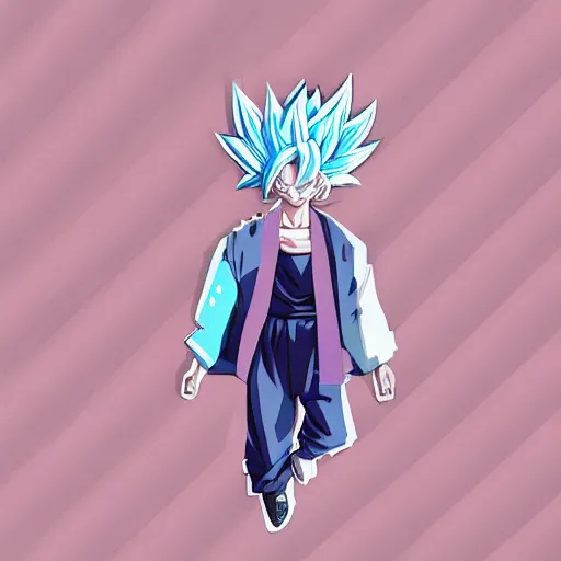 Image similar to streetwear fashion influencer character minimalistic illustration pastel colors dragon ball anime style