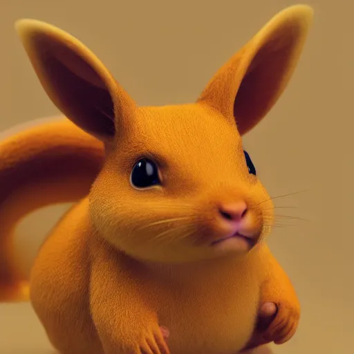 Image similar to photography of a realistic raichu animal, ultra detailed, 8 k, cinematic lighting, natural background, trending on artstation, pokemon