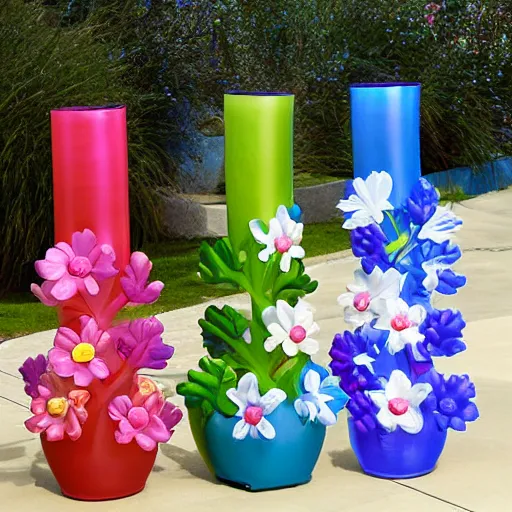 Prompt: y 2 k inflatable flower vases