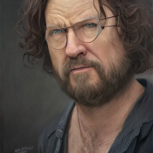 Image similar to Beautiful hyperrealistic detailed matte portrait painting of Gene Belcher from Bobs Burguer by andreas rocha and john howe and Martin Johnson