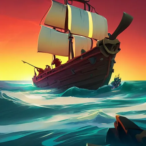 Image similar to painting treasure on sea of thieves game smooth median photoshop filter cutout vector, behance hd by jesper ejsing, by rhads, makoto shinkai and lois van baarle, ilya kuvshinov, rossdraws global illumination