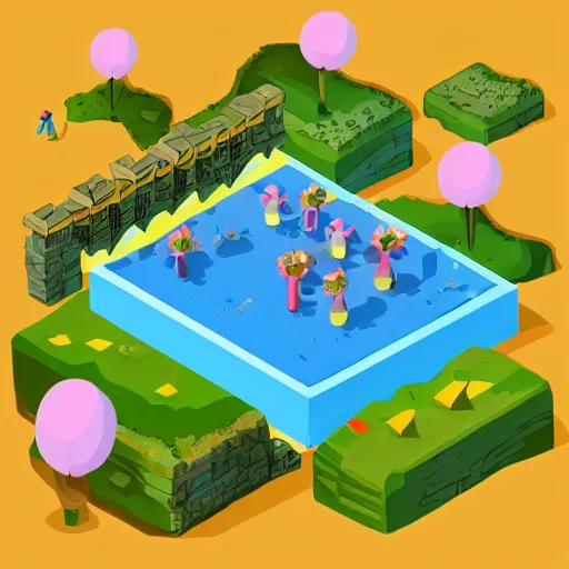 Image similar to cute isometric valhalla