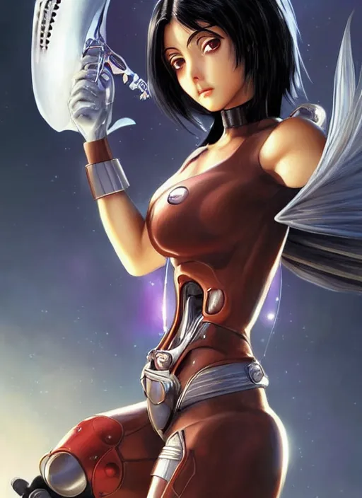 Image similar to ( battle angel alita ) cover, featuring a beautiful girl!! by stanley artgerm lau