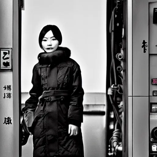 Image similar to a chinese woman at a gas station, source engine, half life 2, portal 2, gmod, portrait, fashion photography, by david bailey, mario testino, davide sorrenti