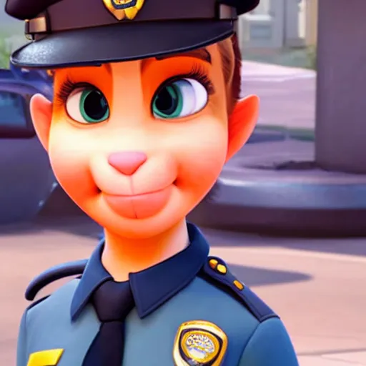 Prompt: a real young policewoman, whose photo was used as reference in designing judy hopps, 2 3 - year - old