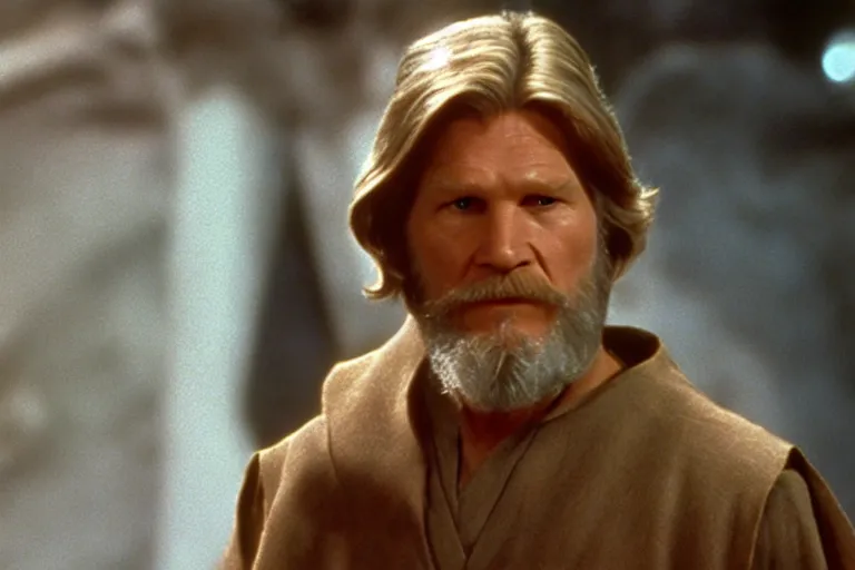 Image similar to film still of Jeff Bridges as Obi Wan Kenobi Star Wars 1977