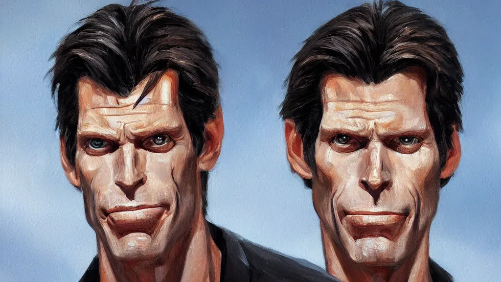 Image similar to A portrait painting of kevin conroy; the most beautiul painting in the world; trending on artstation; oil on canvas; correct face; correct eyes; anatomically correct; extraordinary masterpiece!!!!!!; 8k