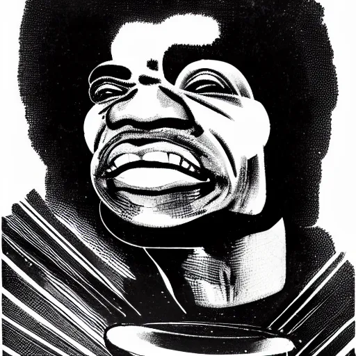 Image similar to planet Saturn as James brown