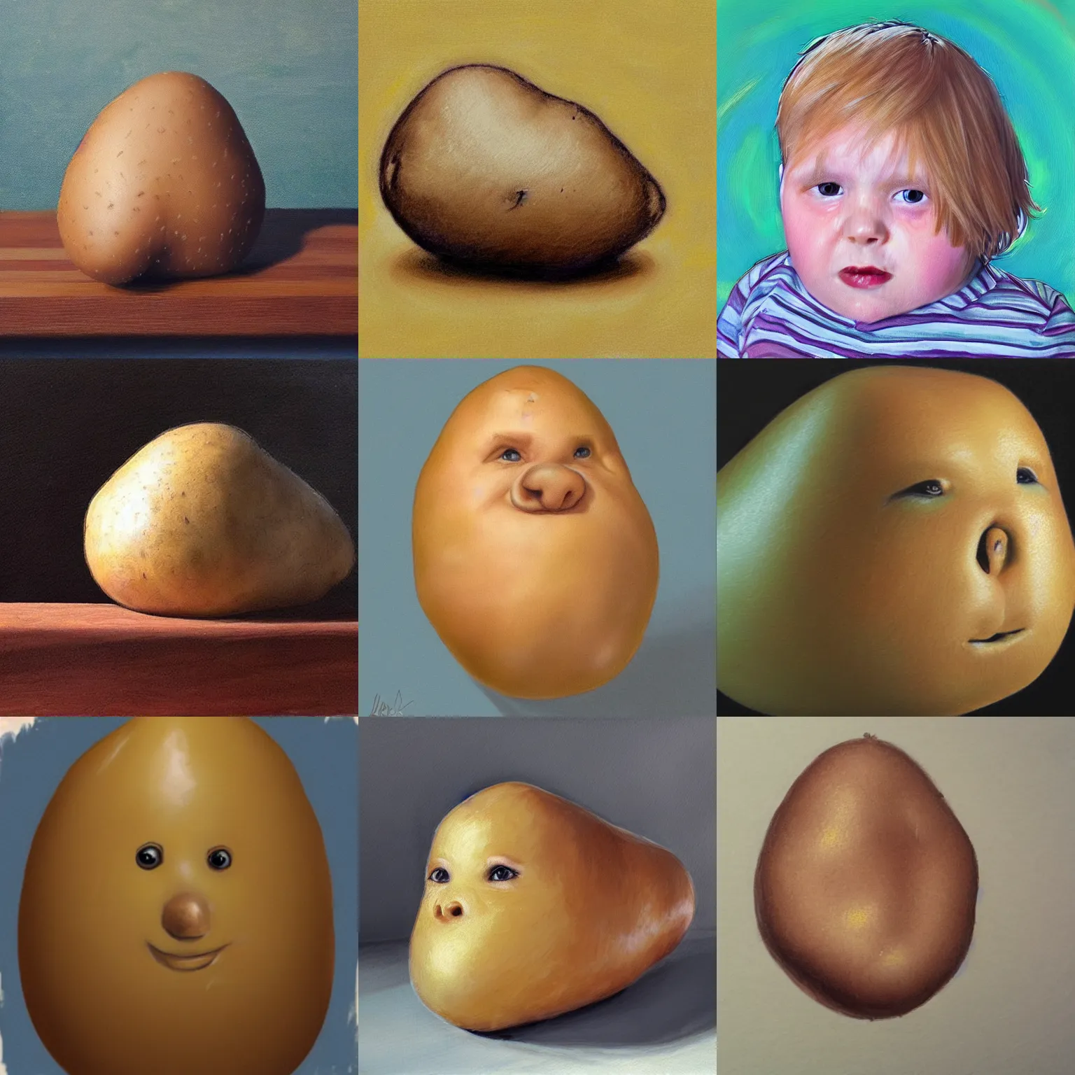 Prompt: hyper realistic portrait of a potato