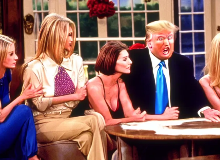 Image similar to film still of donald trump in the tv show friends
