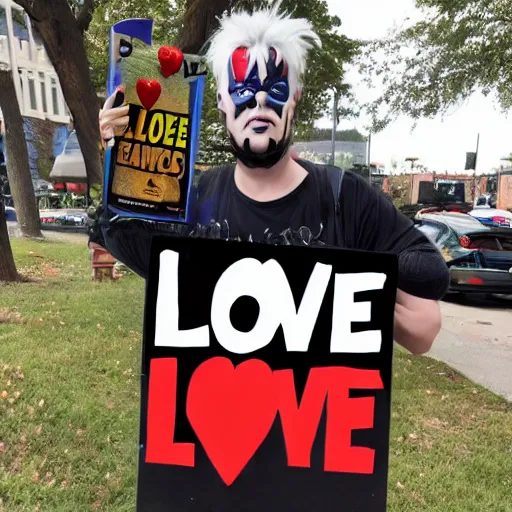 Image similar to a sign that says comicsgate is a love group