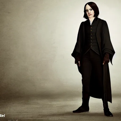 Image similar to Emma Watson as Professor Severus Snape, full body shot