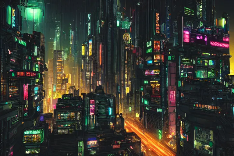 Prompt: studio photo of cyberpunk city at night, realistic