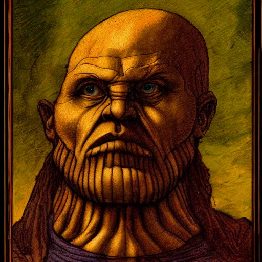 Image similar to thanos, a painting by leonardo da vinci, pixabay contest winner, academic art, da vinci, detailed painting, artwork
