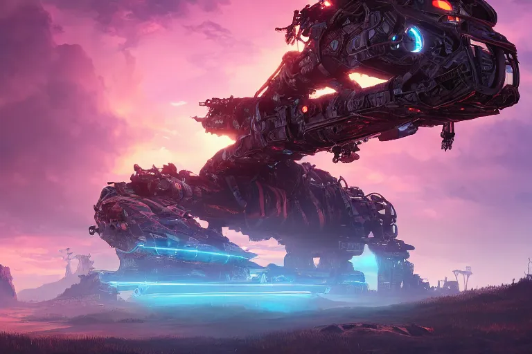 Image similar to slitherfang machine mecanical creature robot of horizon forbidden west horizon zero dawn radiating a glowing aura global illumination ray tracing hdr fanart arstation by ian pesty and alena aenami artworks in 4 k