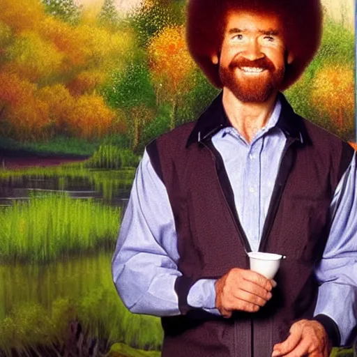 Prompt: bob ross in the nature by bob ross