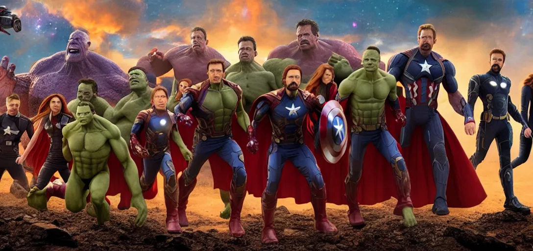 Image similar to a very high resolution image from a new movie. the avengers infinity war, photorealistic, photography, directed by wes anderson