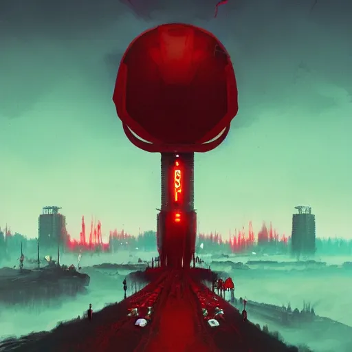 Prompt: Blood thirst for revenge, afrofuturism, Simon Stalenhag, 8K concept art, red skies, intricate details, minimal artifacting