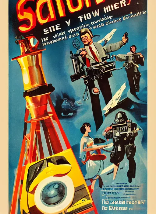 Prompt: retro sci - fi ad poster