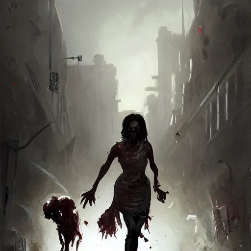 Prompt: zombie michelle obama geog darrow greg rutkowski