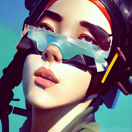 Image similar to greg manchess portrait painting of asada shino sinon as overwatch character, medium shot, asymmetrical, profile picture, organic painting, sunny day, matte painting, bold shapes, hard edges, street art, trending on artstation, by huang guangjian and gil elvgren and sachin teng