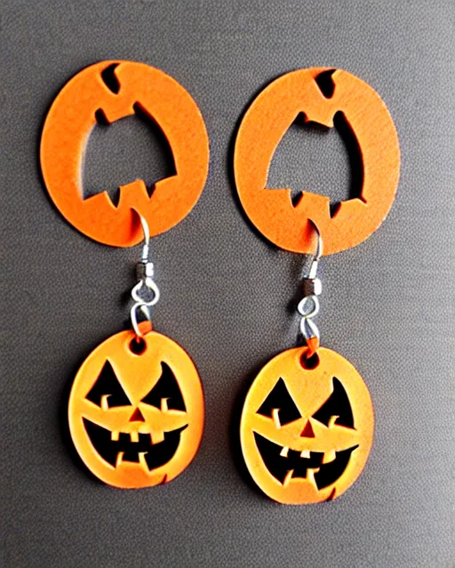 Image similar to spooky jack'o'lantern, 2 d lasercut earrings,