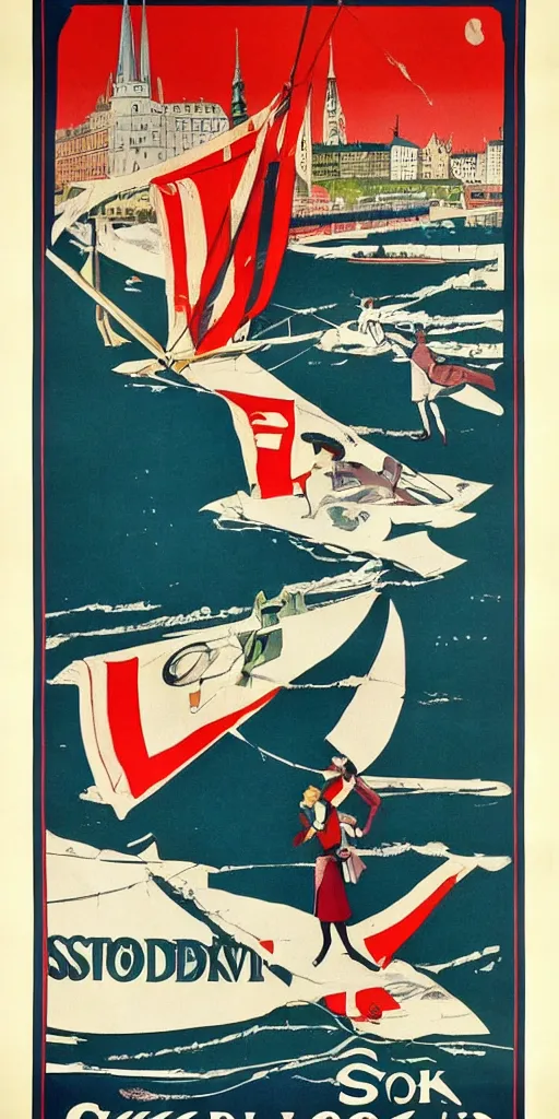 Prompt: a 1 9 2 0 s poster advertising stockholm