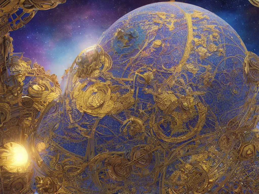 Image similar to The universe is a spheroid region 705 meters in diameter, 3d render, Sunlight Study, by Sanford Robinson Gifford! and ((((Lisa Frank)))), Art Nouveau, 8k, extreme detail, sharp focus, octane render