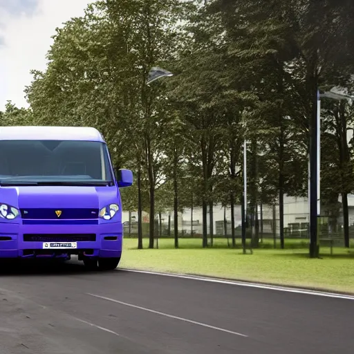 Prompt: A commercial van designed and produced by Lamborghini, PostNL livery, promotional photo