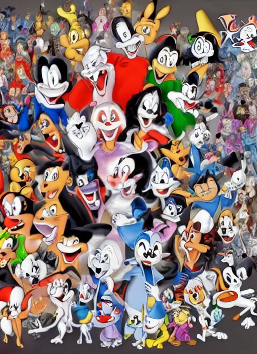 Image similar to a hyper realistic ultra realistic photograph of the animaniacs, highly detailed, 8k photo