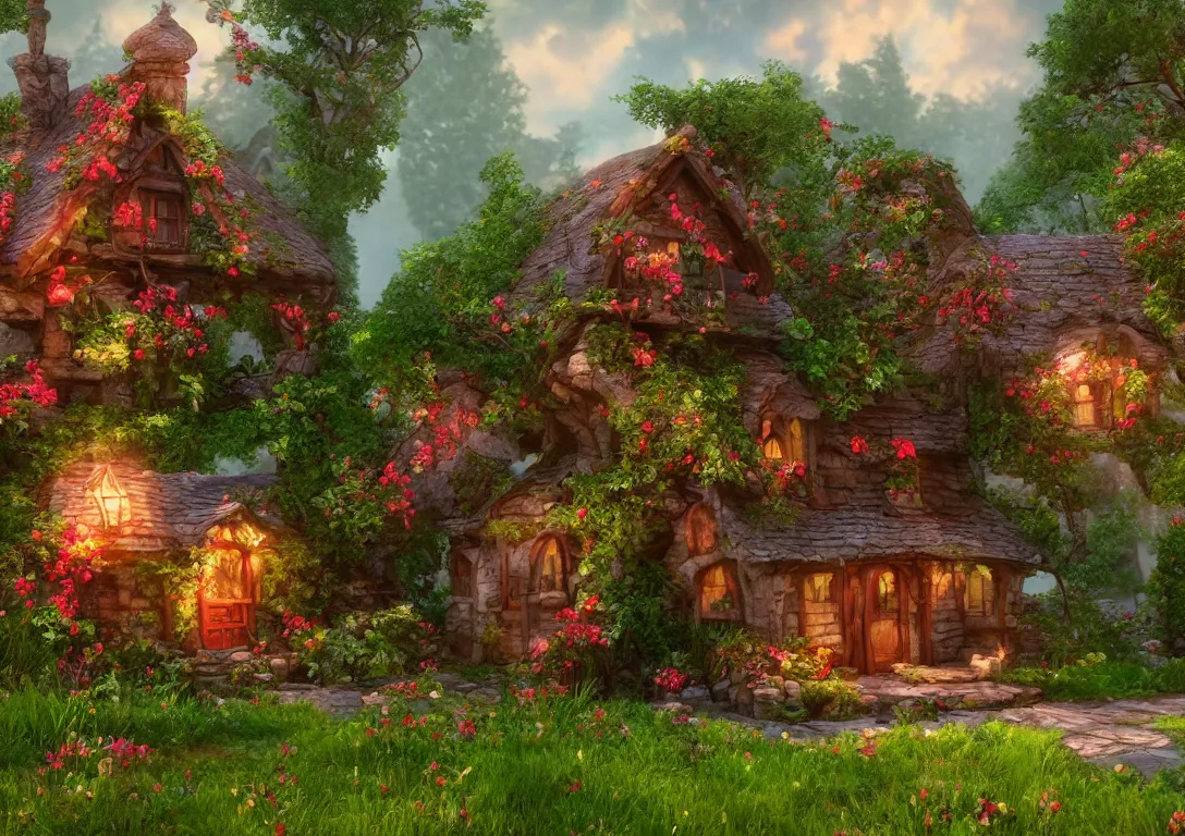 Elven Forest Cottage, made with SD on NightCafe : r/StableDiffusion