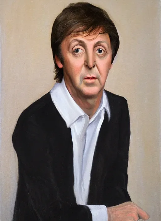 Image similar to a portrait painting of paul mccartney by John Currin