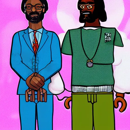 Image similar to lego snoop dogg and wizz khalifa surrounded by bunches of broccoli dean, roger digital art style