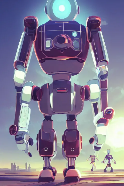 Image similar to metabots medabots medarotto medarot robot minimalist comics, behance hd by jesper ejsing, by rhads, makoto shinkai and lois van baarle, ilya kuvshinov, rossdraws global illumination ray tracing hdr radiating a glowing aura