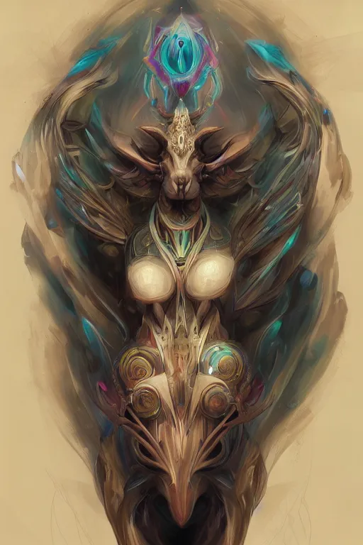 Image similar to portrait of a beautiful supernatural llama as a biomechanical emanation, by pete mohrbacher and artgerm and wlop, digital art, highly detailed, intricate, fantasy, mystical, sharp focus, Trending on Artstation HQ, deviantart, unreal engine 5, 4K UHD image