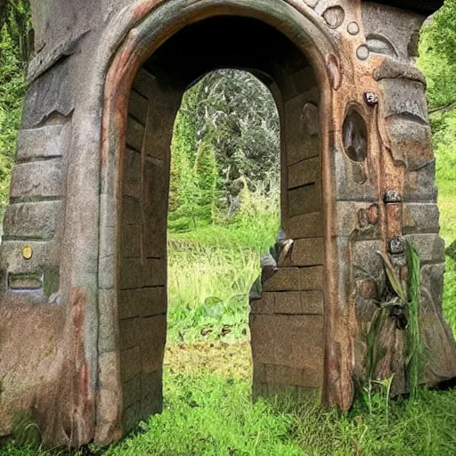 Prompt: a portal in the real world going to fantasy world