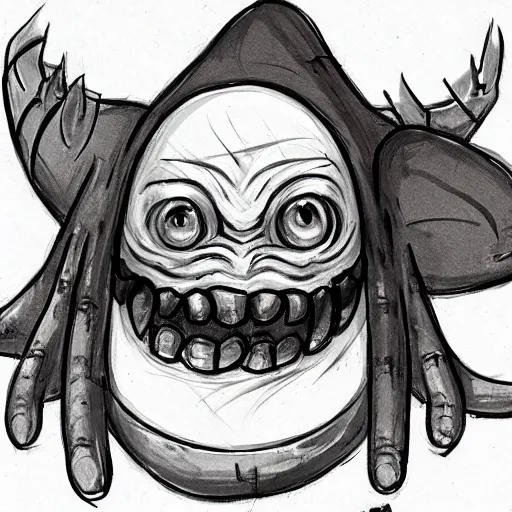 Image similar to a monster with 3 eyes, extra eye in forehead, concept art