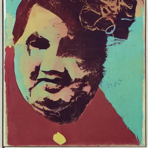 Image similar to portrait of fat man by andy warhol