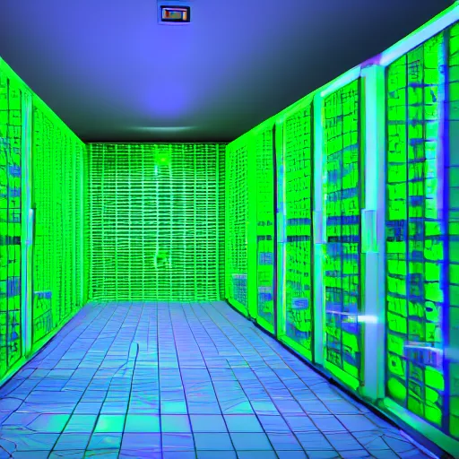 Prompt: 3 d render vfx geometric data server farm light green, light blue, light yellow, light purple, digital art