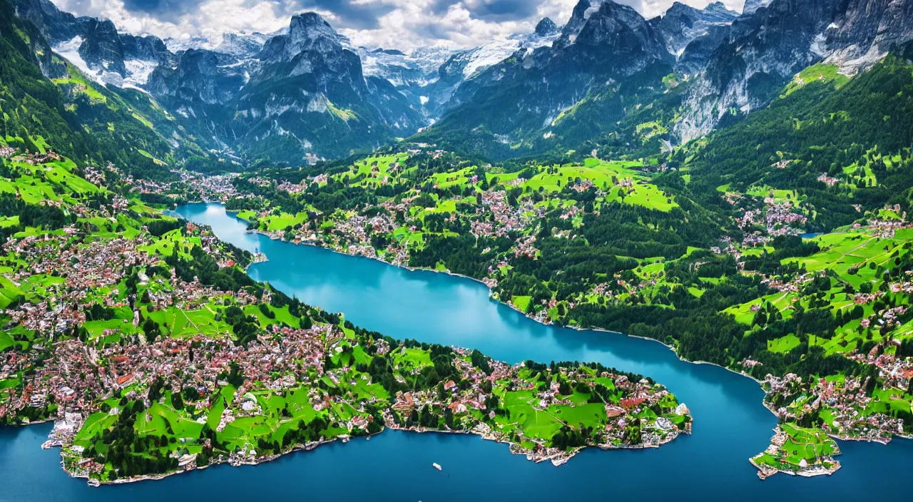 Image similar to epic switzerland landscape, high definition, high detail, 8k, photorealistic,