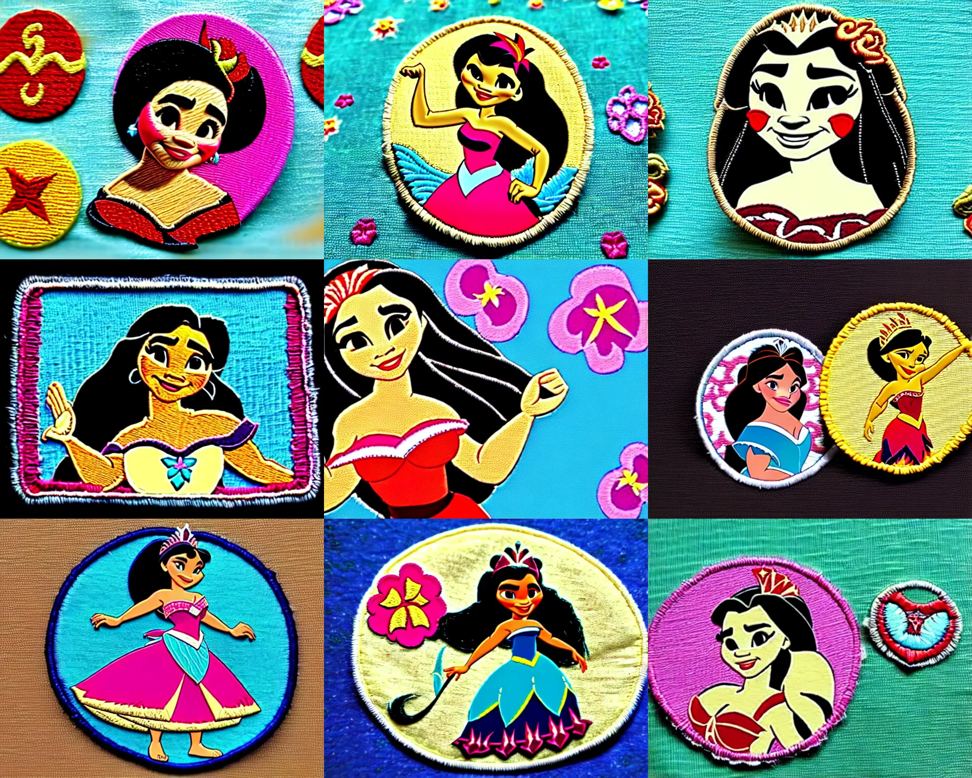 Prompt: disney's princess, moana, patch, fabric crest, textile patch, macro, detailled, i'm not selling those